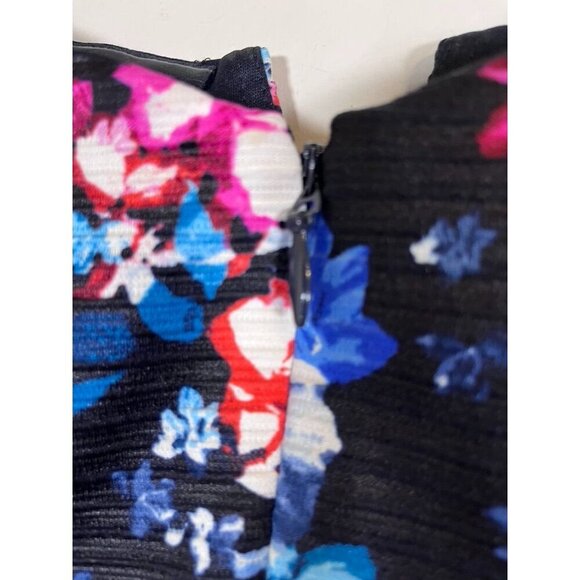 Guess Floral Dress 12 Black Mini Cold Shoulder Preppy Old Money Classic Chic 80s - Picture 8 of 13